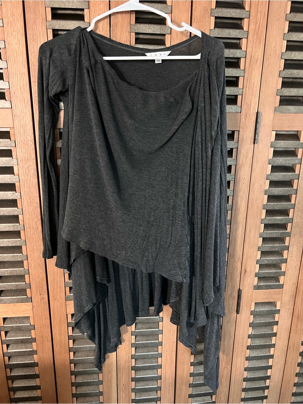 CAbi Charcoal Asymmetrical Long-Sleeve Tunic